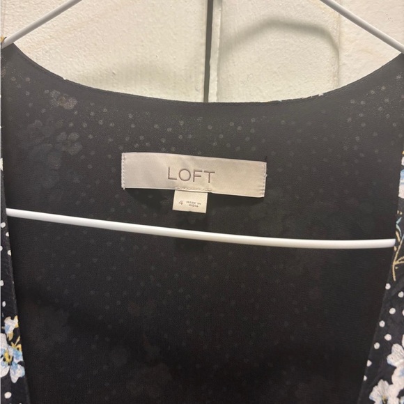 LOFT Black Dress with White Floral Accents - Picture 7 of 8